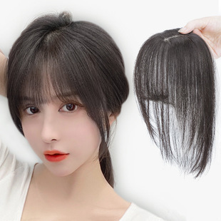 3D French Air Bangs Artificial Hair Natural Invisible Whitening Hair Replacement Block for Women