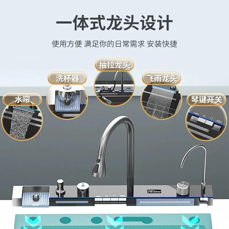 304 ballenas de acero inoxidable números voladores lavabo de lluvia cascada de tanque único nano lavabo de panal lavabo de verduras lavabo lavabo doméstico