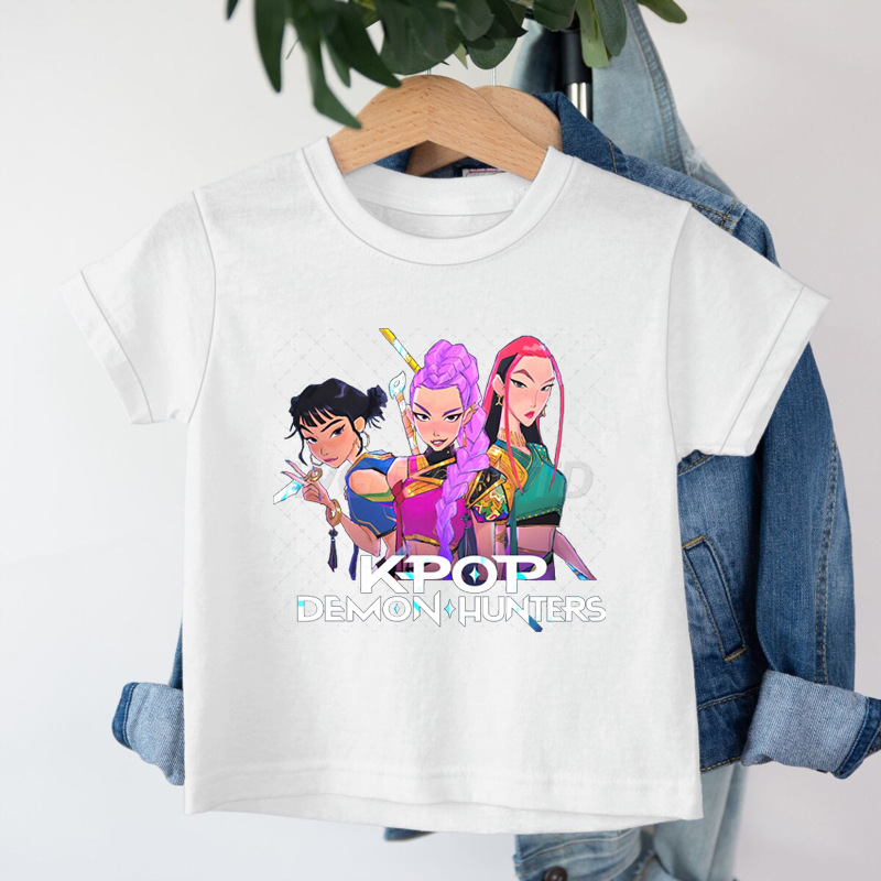 クロスボーダー KPop デーモンハンターデーモンハンターグループプリントコットン Tシャツ夏のファッション子供カジュアル半袖|undefined