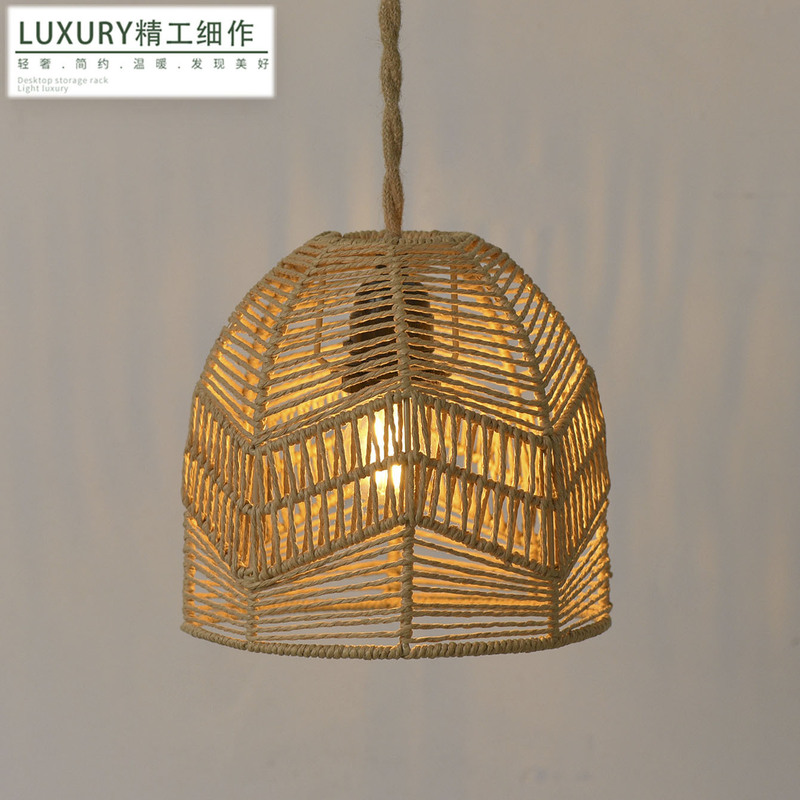 Wholesale paper rope lampshade hand-woven creative chandelier lighting room homestay hotel restaurant high-end lighting