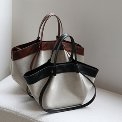 トップ層の牛革のしわのキャンバスのトートバッグの女性のショルダーバッグの手提げの通勤バッグの大容量のコウモリのカバン