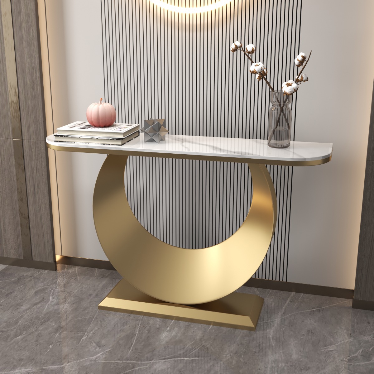 意式岩板玄关桌酒店轻奢装饰端景台现代简约进门入户靠墙玄关柜