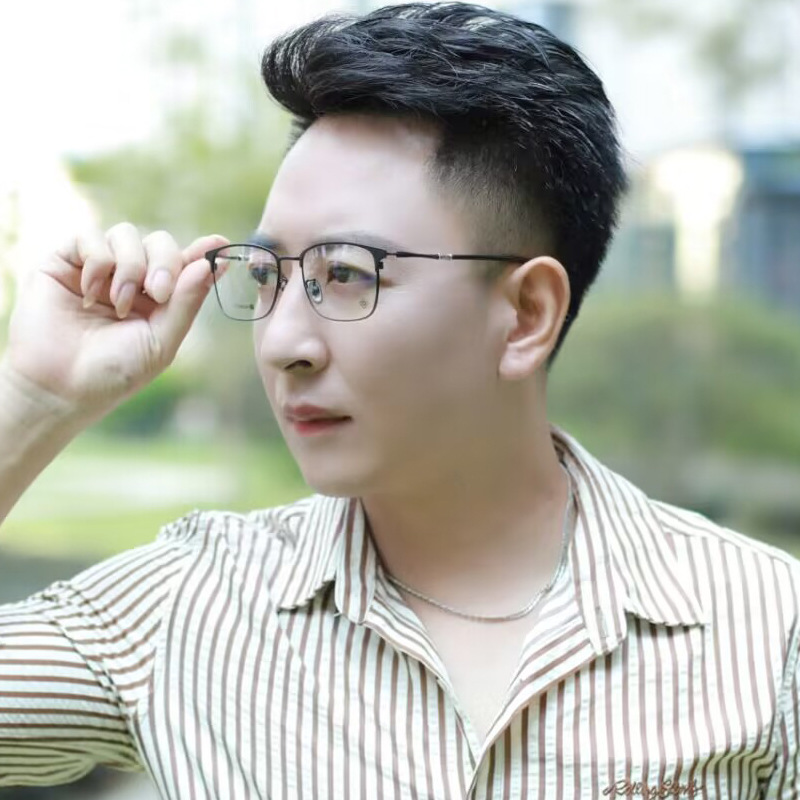 Versatile Minimalist Pure Titanium Eyeglass Men, Artistic Retro Style, Unique Square Frame, Ultra-light Finished Optical Frames Myopia,_voghion.com