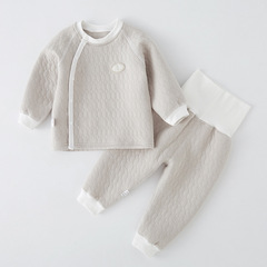 Baby warm innerwear set autumn clothes high-waist pure cotton padded autumn and spring baby separate clothes autumn and winter thin cotton spring and autumn