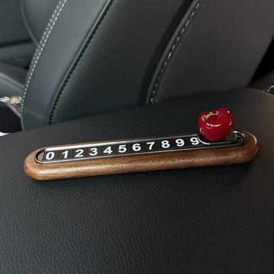 Car interior accessory: walnut Nömrəli dayanma kartı - cherry-walnut-wood-metal-license-plate