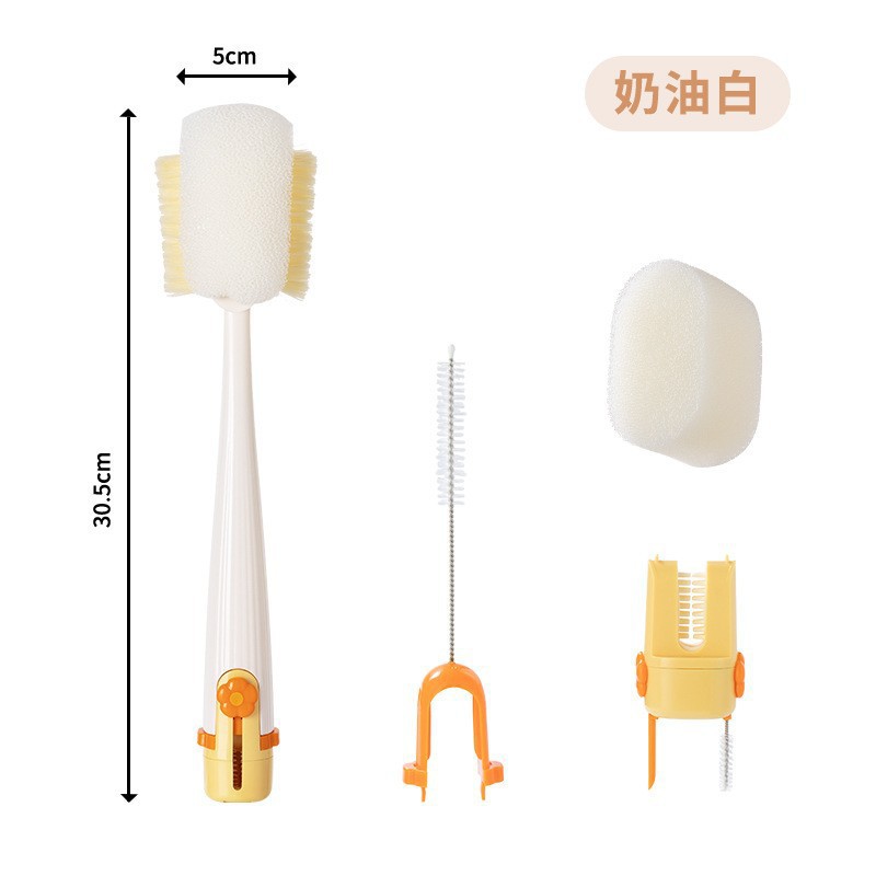 Taza de cepillo de agua taza de limpieza mango largo multifuncional 5 en 1 taza de aislamiento térmico tapa cepillo de botella de leche cepillo de esponja limpia