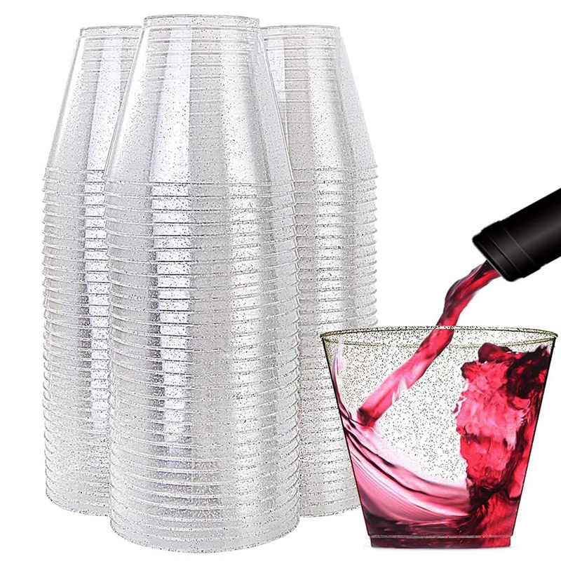 9oz bronceado taza de plástico desechable copa de vino Copa de comida occidental helado Copa copa de vino copa de champán