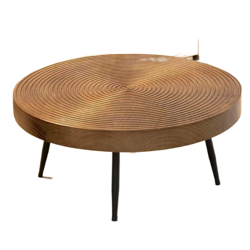 Cronología creativa nórdica mesa de centro de madera maciza apartamento pequeño casa de familia troncos de estilo japonés mesa baja redonda casa sala de estar retro
