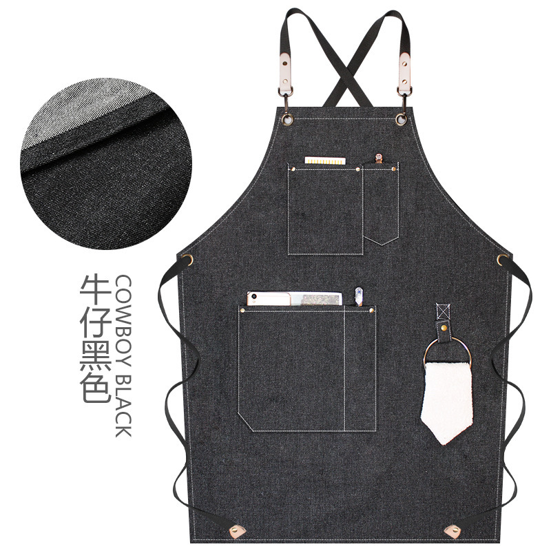 Anillo colgante delantal creativo logotipo personalizado restaurante leche té cafetería panadería ropa de trabajo grueso lienzo delantal al por mayor