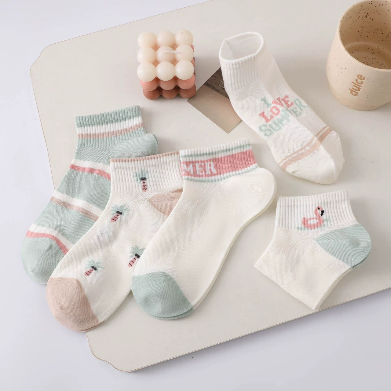 Summer fresh socks, cartoon rabbit, combed cotton