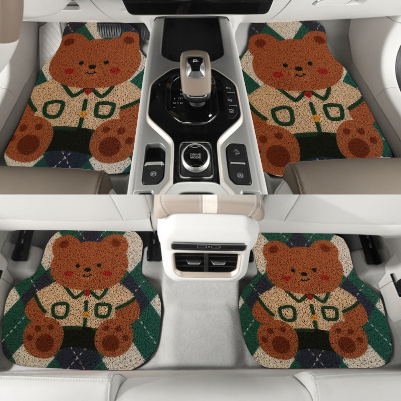 汽车通用脚垫可爱卡通主驾驶丝圈车内车垫子耐磨易清洗车内保护垫