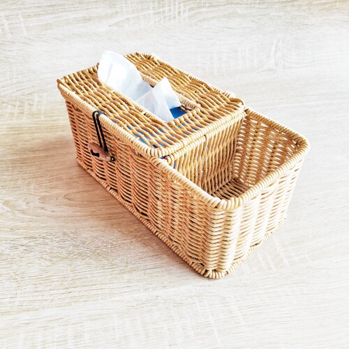 Multifunctional paper towel box desktop plastic tissue box living room remote control bathroom tissue storage box rattan basket