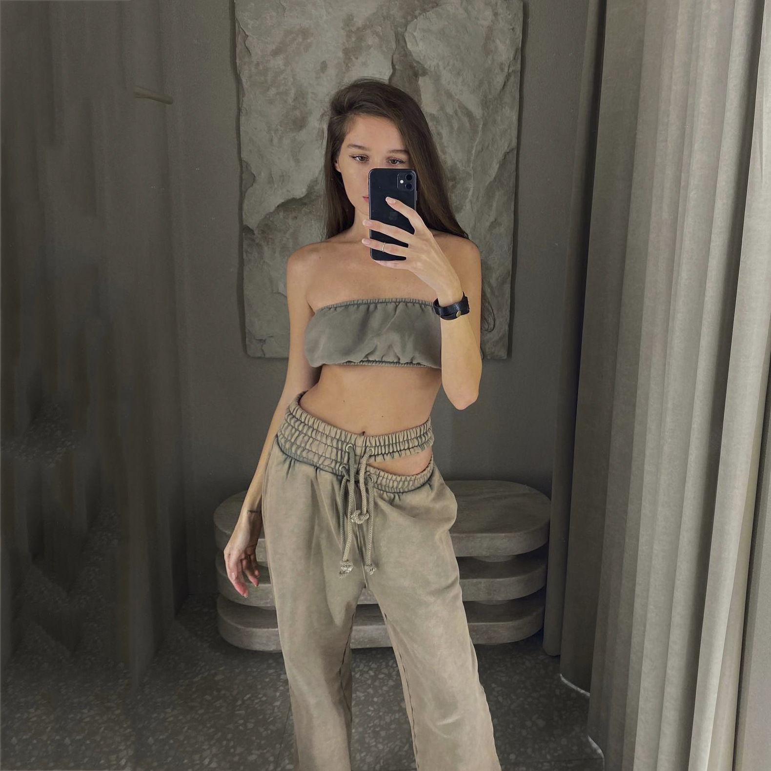 American retro y2g doble pantalones Hollow drawstring sweatpants mujeres sueltas nuevos pantalones casuales Pantalones rectos atados al tobillo image 4