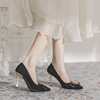 X-27354# 法式复古钻扣单鞋女春季新款绒面异型跟时尚高跟鞋 鞋子批发女鞋货源