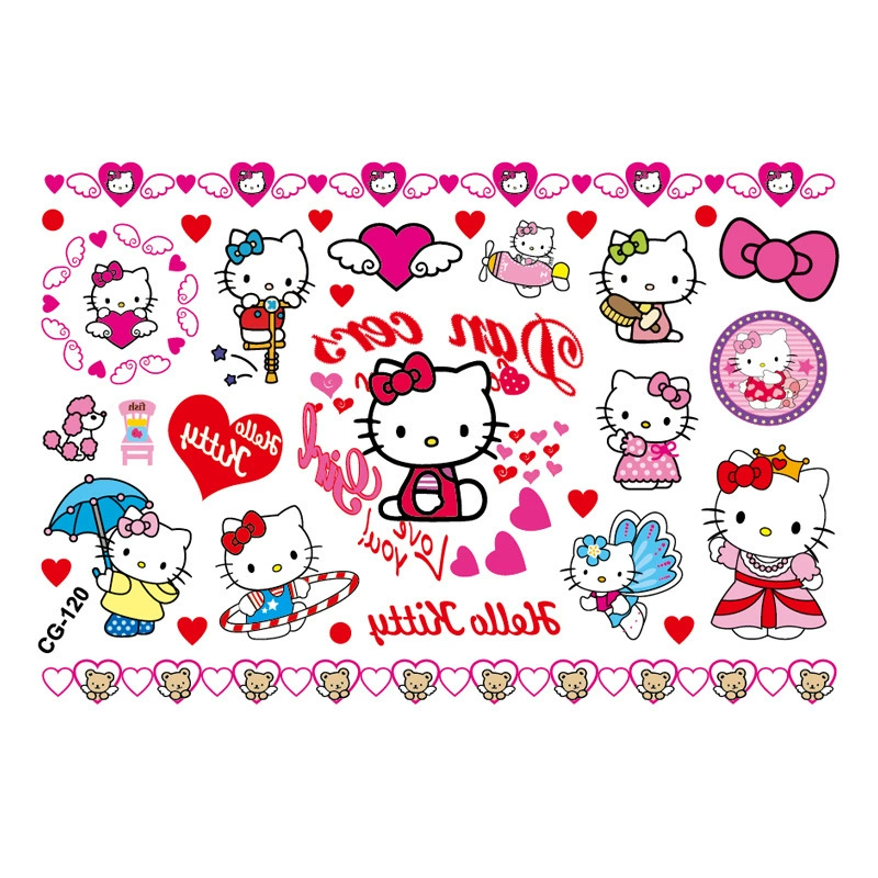 Hello kitty, мультяшные детские тату-наклейки