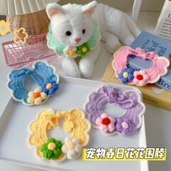ペットの猫の犬の春の花のマフラーの毛糸は首輪の小型犬のかわいい装飾のマフラーを編みます。