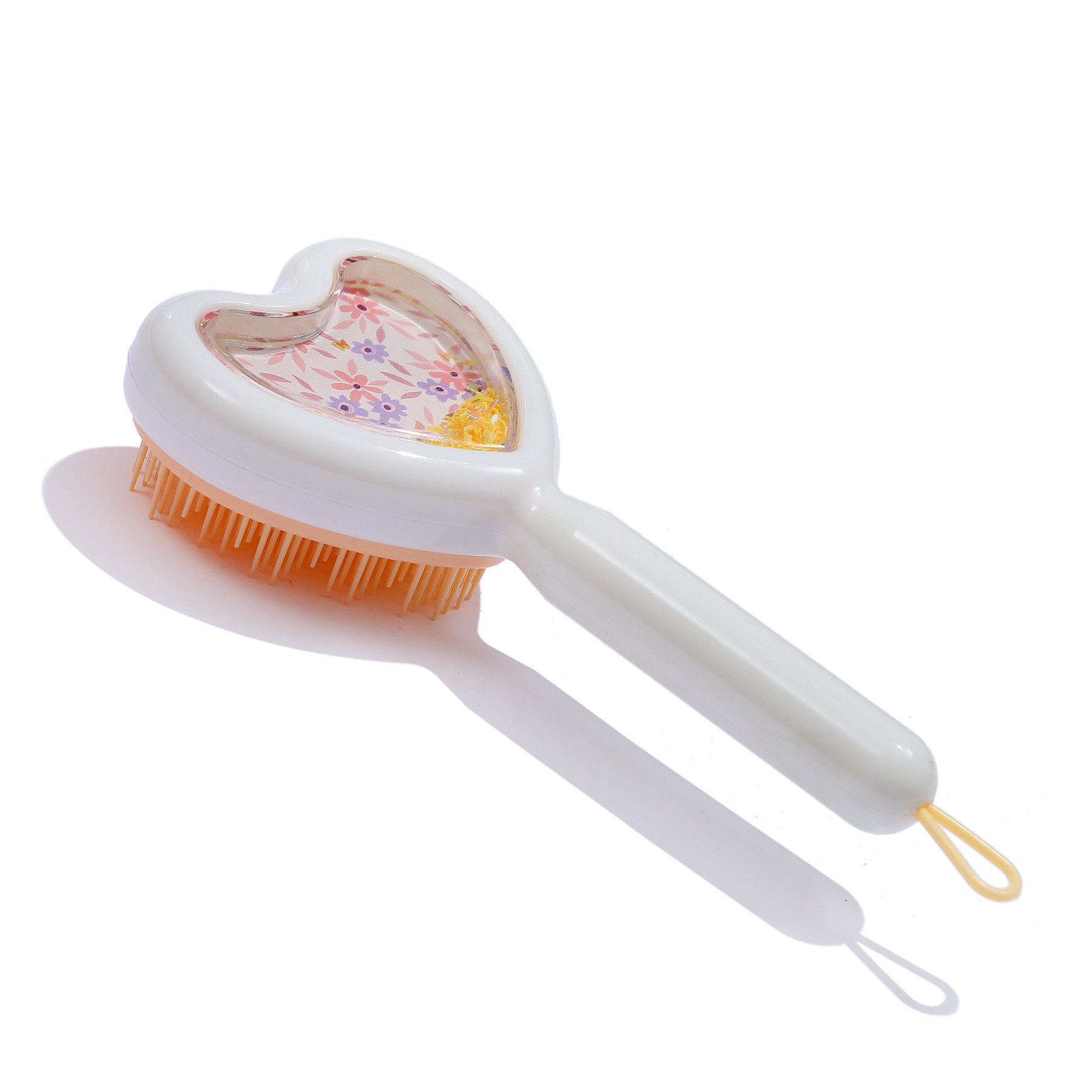 Venta al por mayor transfronteriza en stock nuevo creativo en forma de corazón transparente peine amor brillo lentejuelas dientes largos y cortos portátil viaje peine