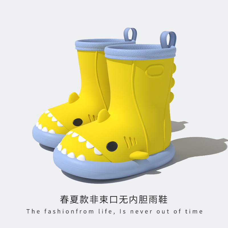 小鲨鱼儿童雨鞋男童卡通雨衣套装防滑宝宝雨靴女婴儿小孩水鞋胶鞋|undefined