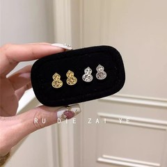 古法砕氷氷瓢箪ピアス新中国式龍鱗精緻高級感小衆デザイン耳飾り