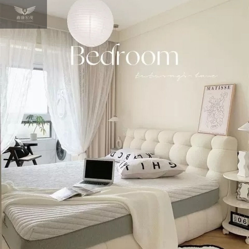 Nueva cama de tela de algodón rojo francés crema de viento doble 1.8x2m cama de soporte doble