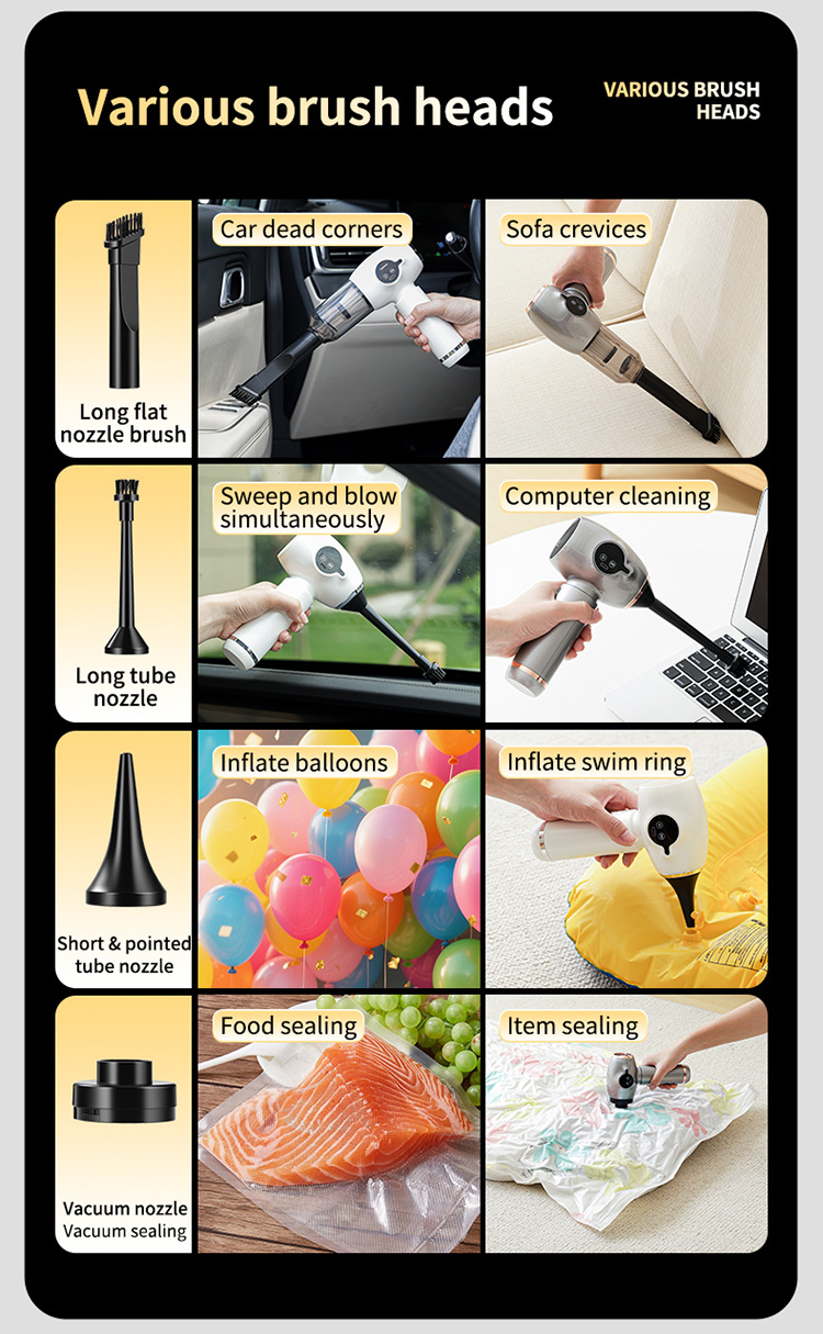 Car-mounted vacuum cleaner for cross-border use, long-lasting battery life, convenient cleaning and dust removal device, rechargeable handheld vacuum cleaner for home and car use