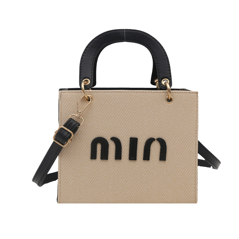 Bolso de mano de moda al por mayor color contraste bolso de mujer 2025 verano nueva letra de lujo bolso de hombro de viaje mochila