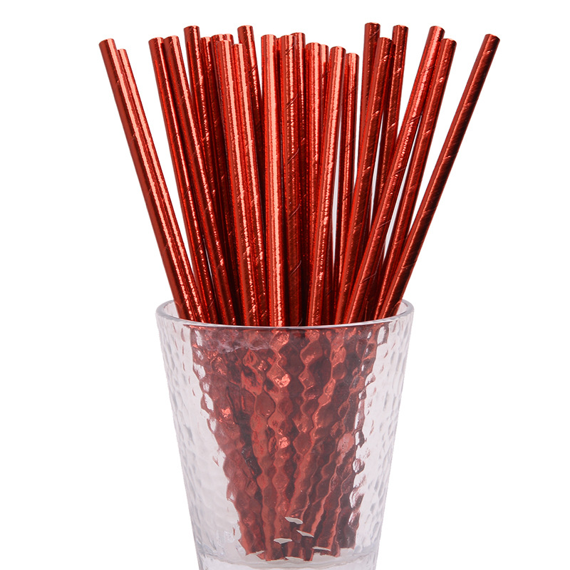 Una gran cantidad de en stock paja de papel desechable al por mayor paja de papel degradable paja de color sólido paja transfronteriza Amazon