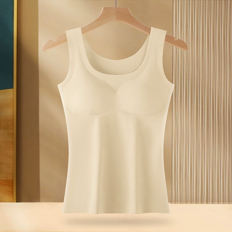 Demi-season keep warm tank top, top with cups, underwear, slim fit