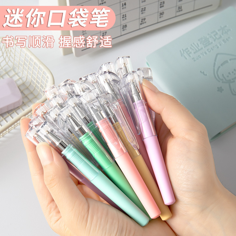 Morandi Color Pocket Pen Short Portable Mini Gel Pen 0.5m Bullet Tip Signature Student Planner Pen Morandi Color Pocket Pen Short Portable Mini Gel Pen 0.5m Bullet Tip Signature Student Planner Pen