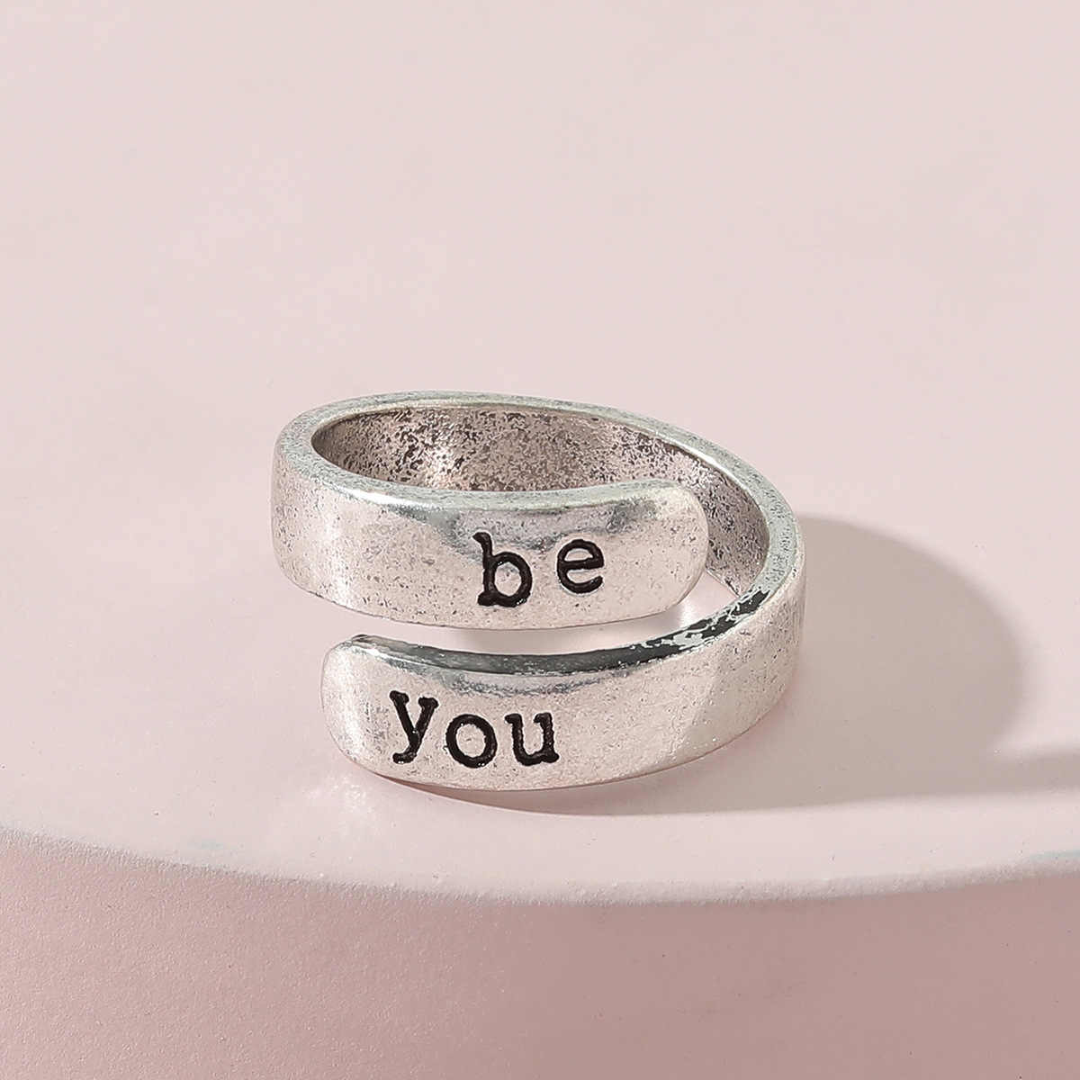 Simple Fashion Jewelry Retro English Letter Be You Alloy Ring display picture 2