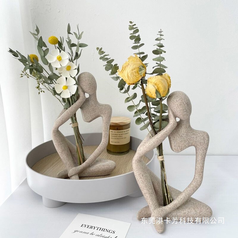 Real Dried Flower Art Figures for Home Desktop and Entryway Cabinet Decoration, Minimalist Style for Nail Salon Decor
