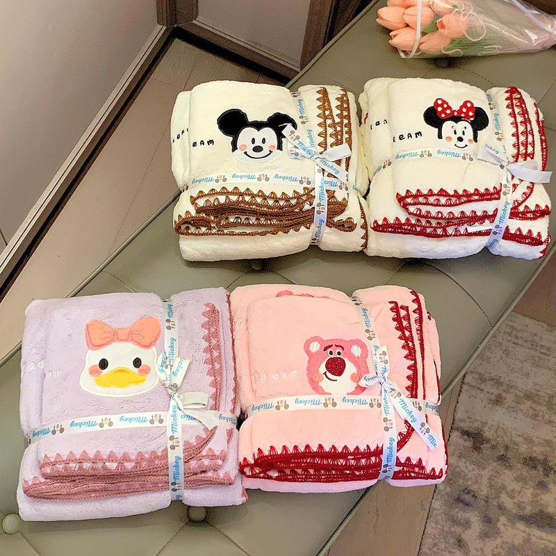 Coral Fleece Wrapping Towel Absorbent Quick-drying Student Dormitory Wash Towel Cute Cartoon Bath Towel Household Bath Towel