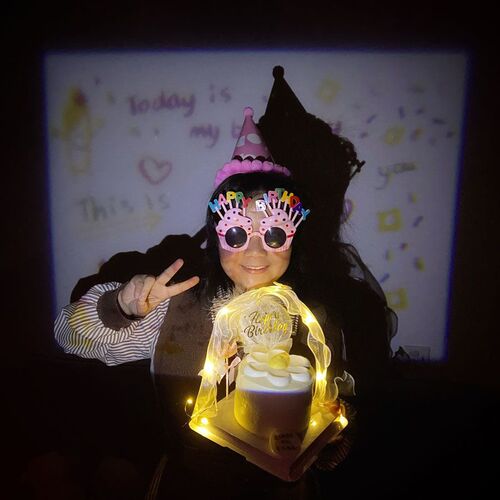 Birthday party projector photo projection lamp decoration atmosphere light scene layout toys children's gifts gifts