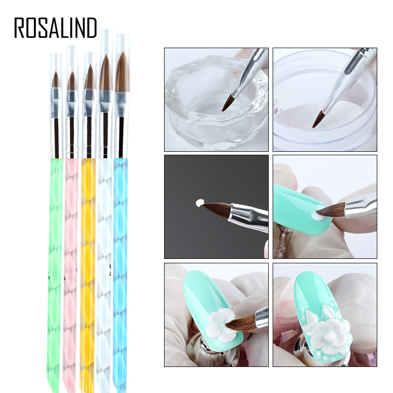 rosalind美甲水晶雕花筆5只裝水晶光療筆美甲店 指甲造型筆刷工具