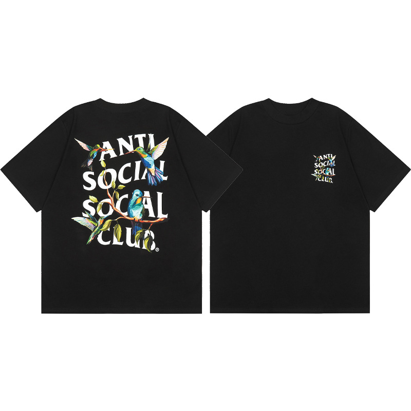 Versión correcta ASSC Club de dibujos animados relámpago impresión conjunta cuello redondo de los hombres Jersey pareja manga corta Camiseta moda