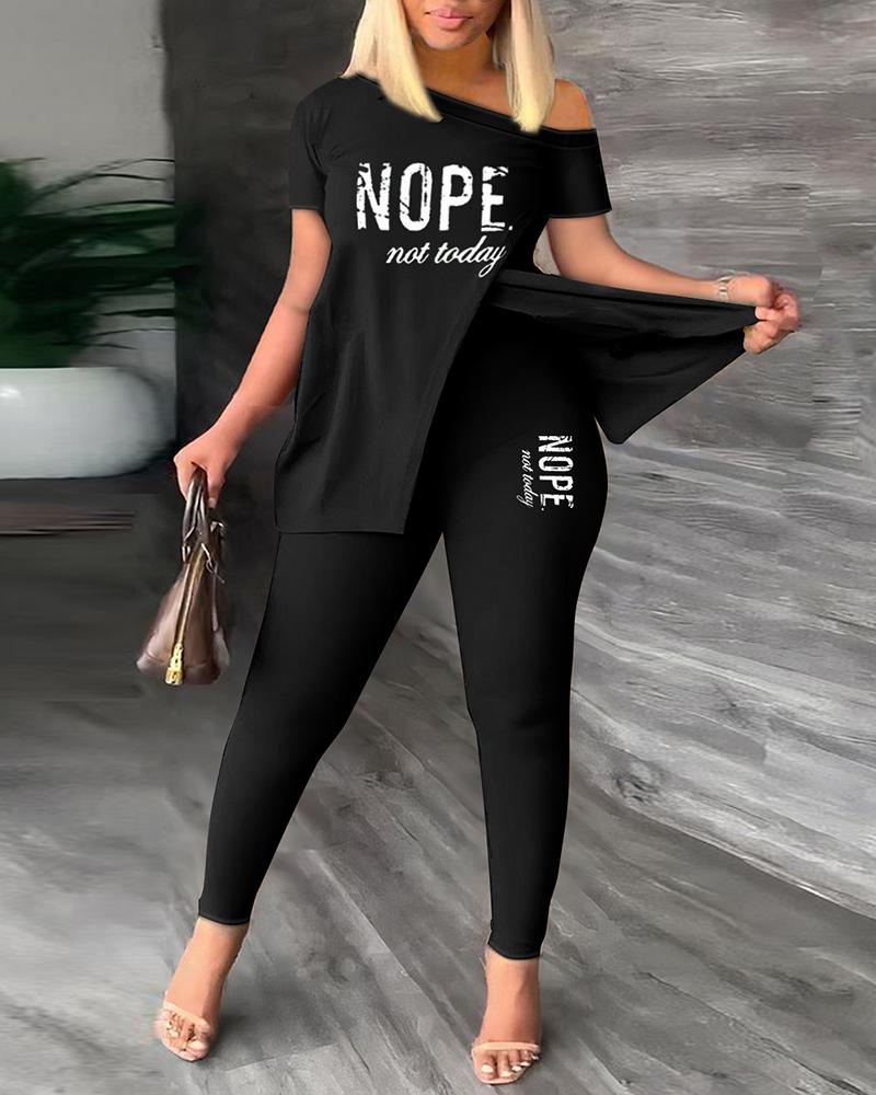 2024 Autumn European And American Cross-Border Women's Asymmetrical Neck Long Pants Two-Piece Set_ecoleips.com