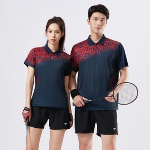 Summer Badminton Jersey Men's and Women's Quick-drying Lapel Jersey Couple's Short-sleeved Sports T-shirt Table Tennis Tennis Single Clothes