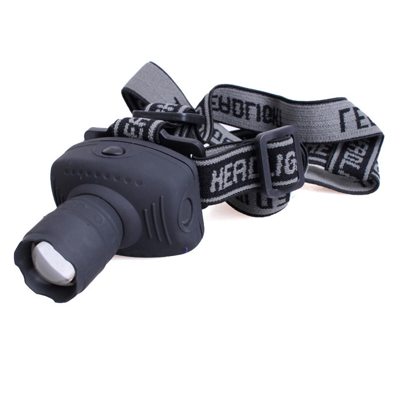 3W LED luz fuerte faro zoom telescópico de tres velocidades faro de pesca faro de camping luz de textura esmerizada