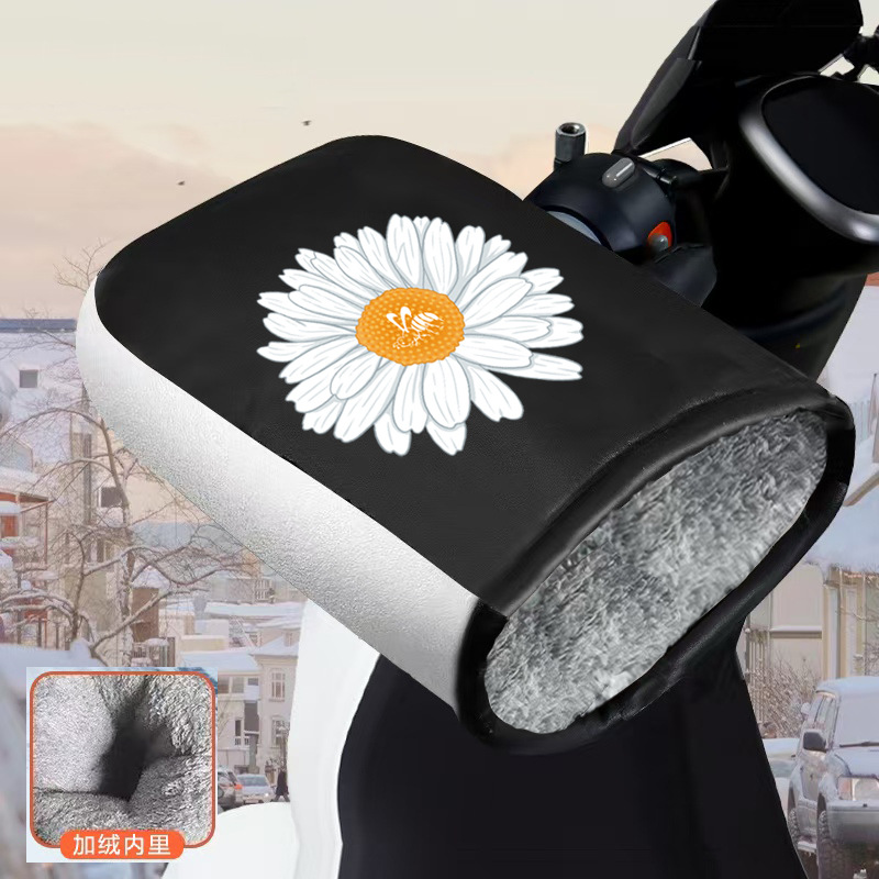 은색 가장자리와 벨벳 앞유리 장갑(해바라기)