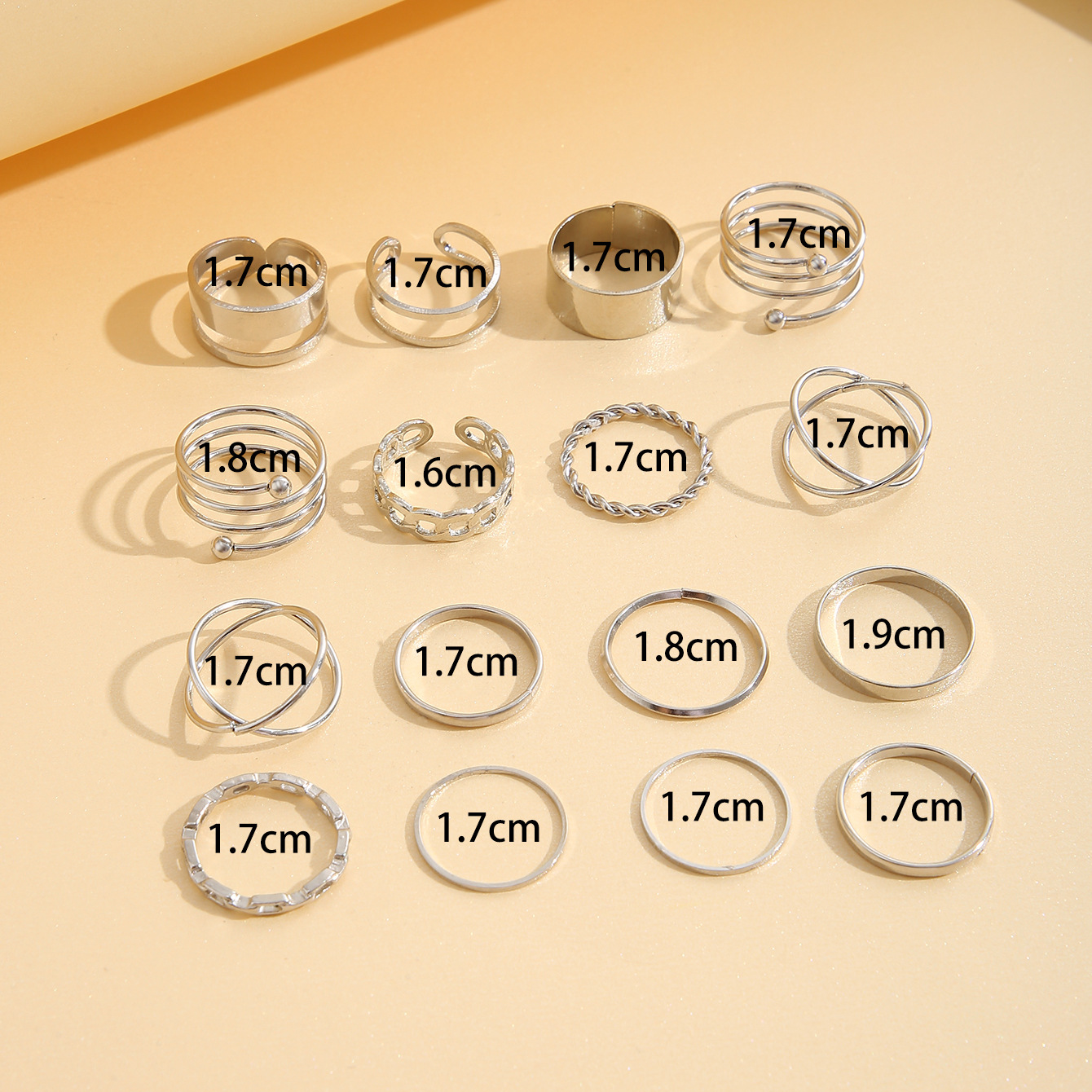 new multi-joint ring suit ring simple retro tail ring 16 pieces suit combination joint ring_voghion.com