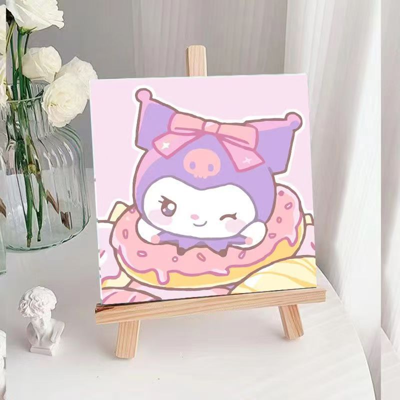 30*30 Children's Digital Painting Anime DIY Kuromi Handmade Oil Painting Coloring by Numbers Hand-Painted Decorative Painting