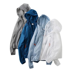Summer New Stir-fried Thin Sunscreen Lightweight Breathable Solid Color Fashion Printed Hooded Skin Coat for Men and Women