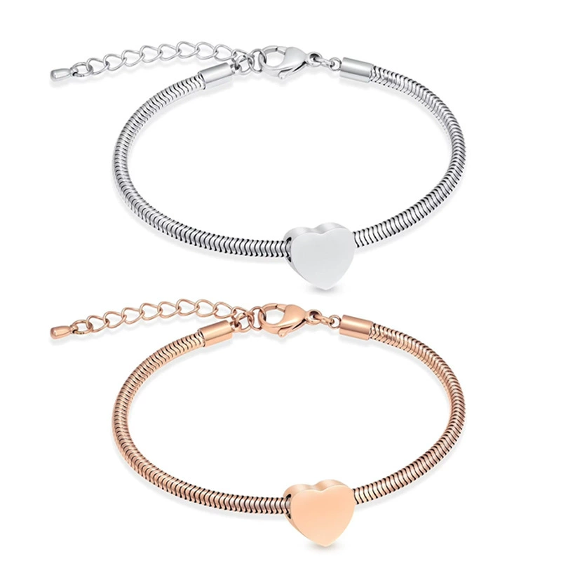 Новый трансграничный простой стерео браслет в форме сердца персикового цвета с глянцевой гравировкой, браслет из титановой стали, памятный браслет для праха