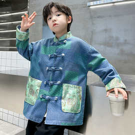 男童汉服2026春秋装男孩中国风牛仔外套儿童国学服唐装新中式礼服