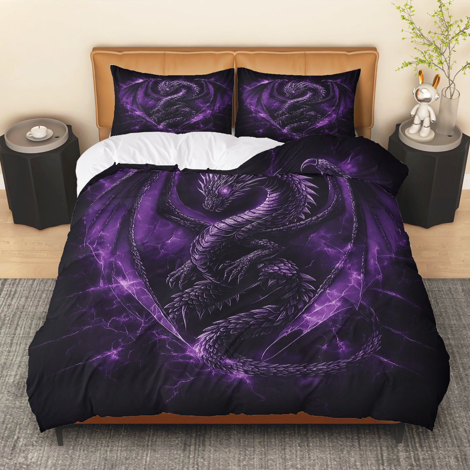 Transfronterizo para textiles domésticos abrasivos de impresión digital colorido dragón quilt kit fuente de fábrica TEMU / JIT