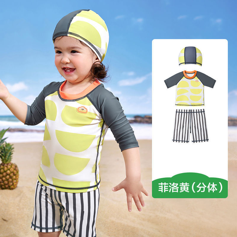 子供用水着 男の子 女の子 オリジナルガーゼ 日焼け止め水着 分割式 ワンピース ベビー水着|undefined
