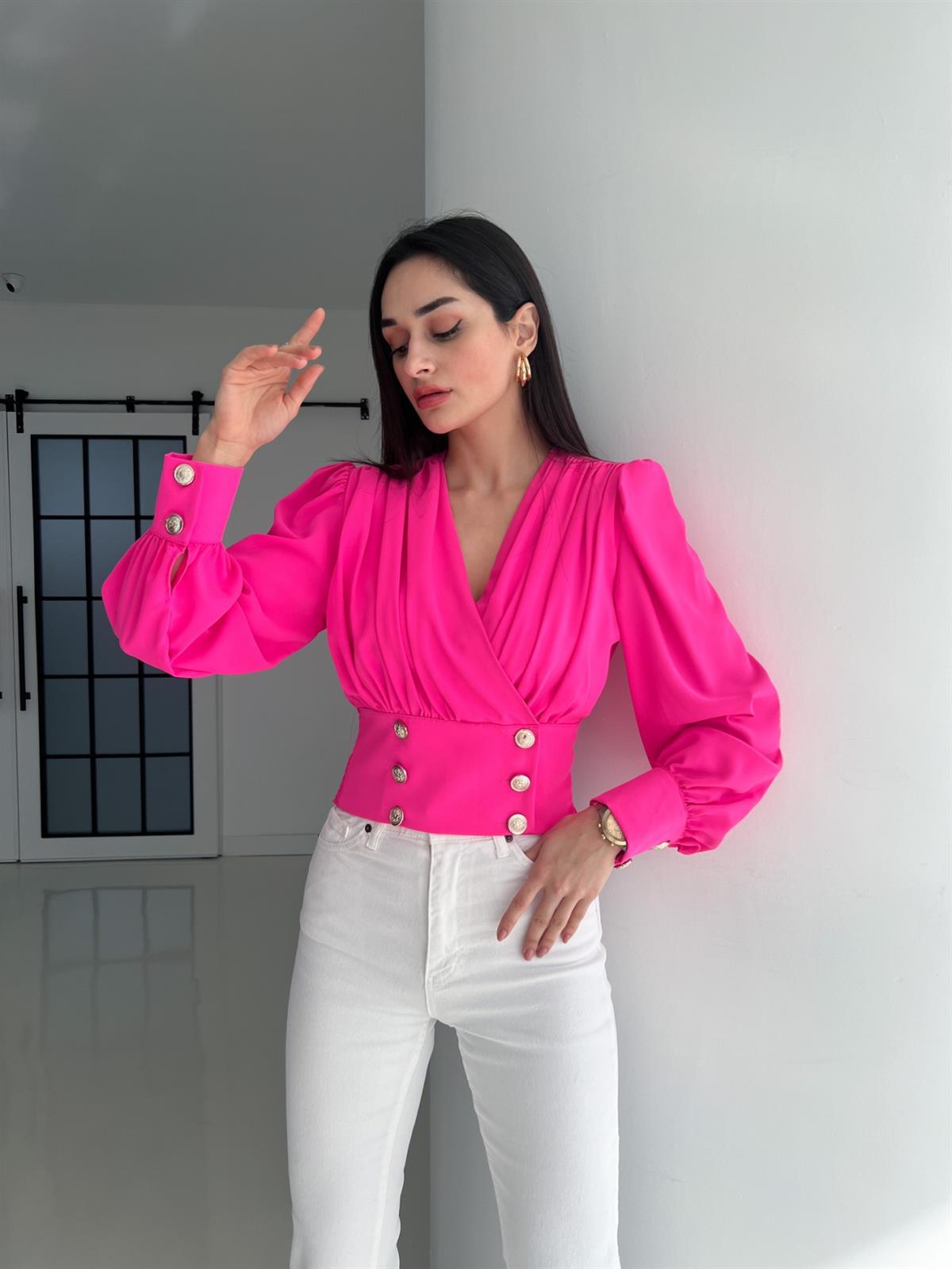 Puff Sleeve Sleeve Type Polyester Fabric Type Short Top Length Wholesale Women'S Elegant Classic Style Solid Color Long Sleeve Popover Pleated Blouses