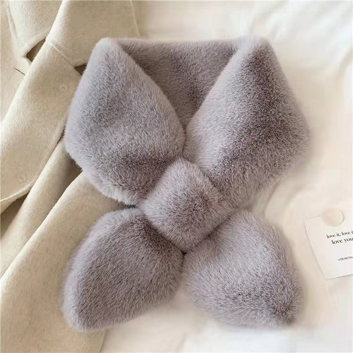 Dickey Collar for Women Girls  maiden wind pure color warm imitation rabbit hair cross scarf hair fluffy led off the collar