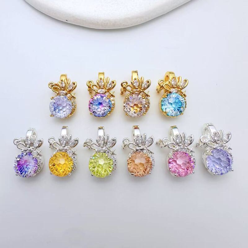 Color-Preserving Copper Gold-Plated Zircon Universal Clasp Pendant DIY Bracelet Multi-Color Firework Cut Clasp Head for Necklace Color-Preserving Copper Gold-Plated Zircon Universal Clasp Pendant DIY Bracelet Multi-Color Firework Cut Clasp Head for Necklace