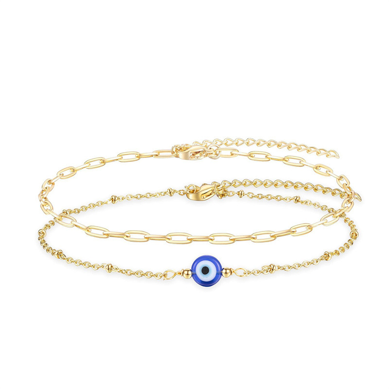 Bracelets Classification 304 Stainless Steel Chain Material cable chain Chain Type Simple Style Devil's Eye 304 Stainless Steel Bracelets In Bulk
